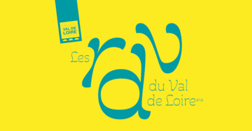 Texte en bleu sur fond jaune qui dit "Les RDV du Val de Loire #14"